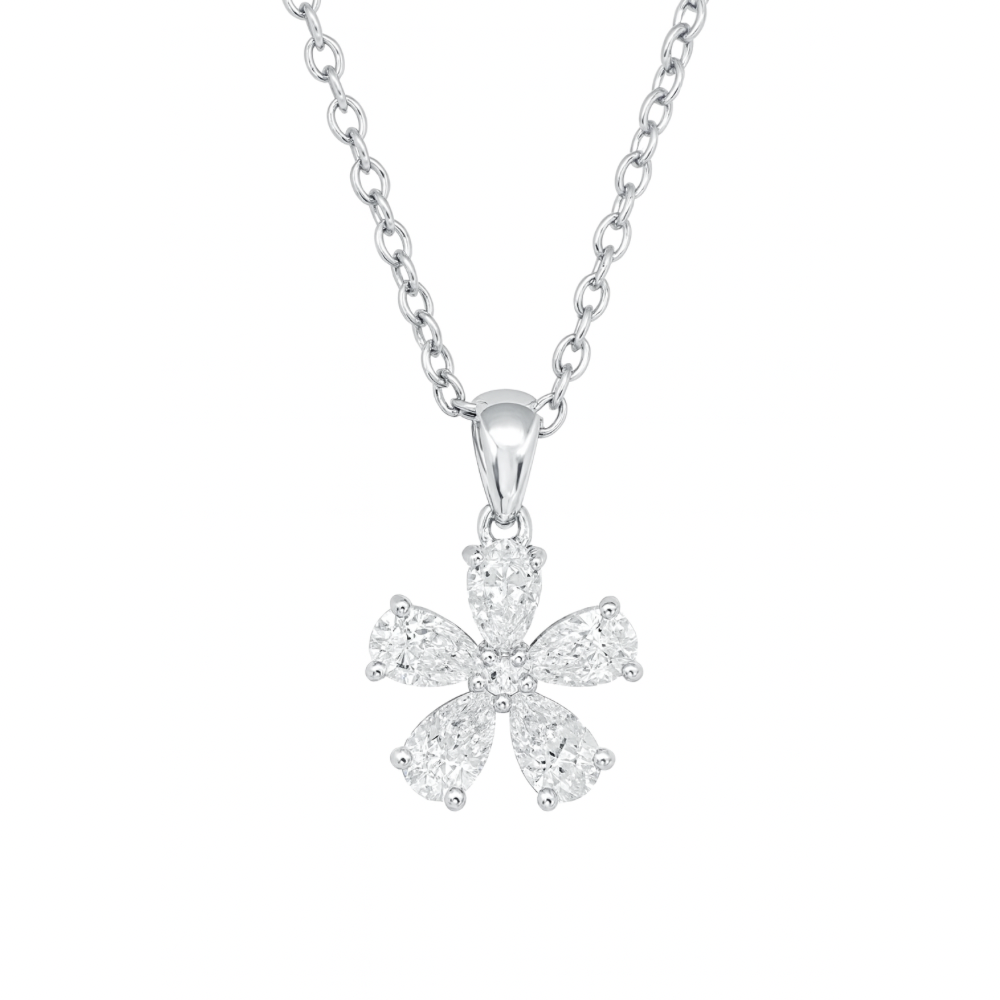 Floral Pear Diamond Pendant
