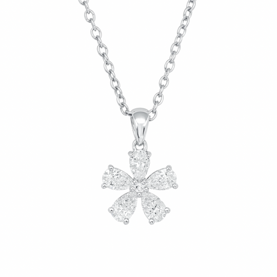 Floral Pear Diamond Pendant
