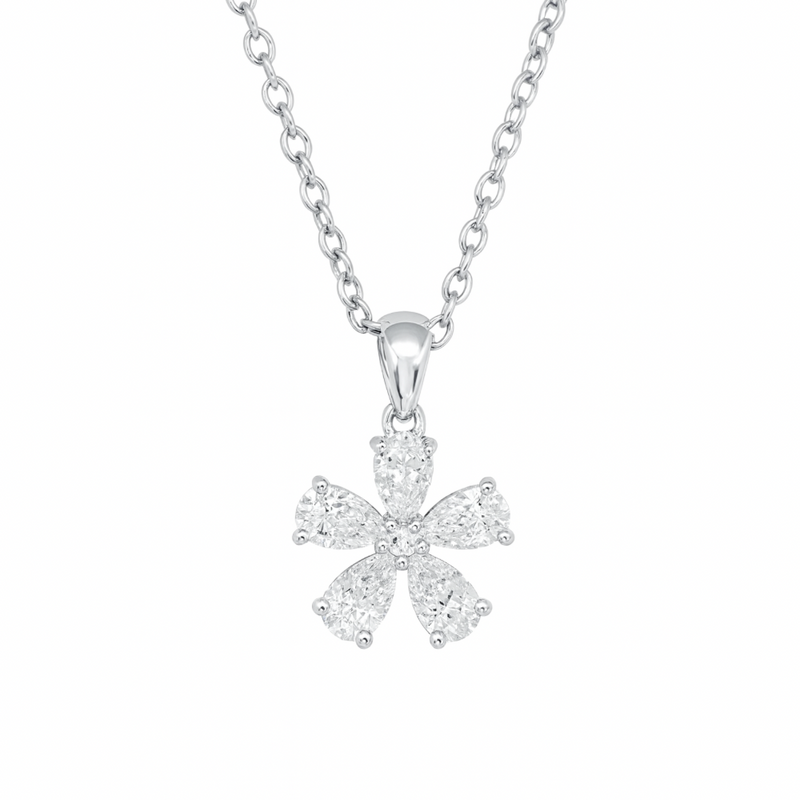 Floral Pear Diamond Pendant