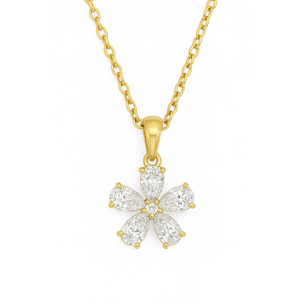 Floral Pear Diamond Pendant