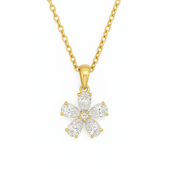 Floral Pear Diamond Pendant