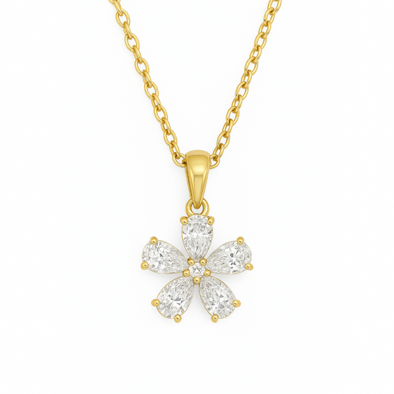 Floral Pear Diamond Pendant