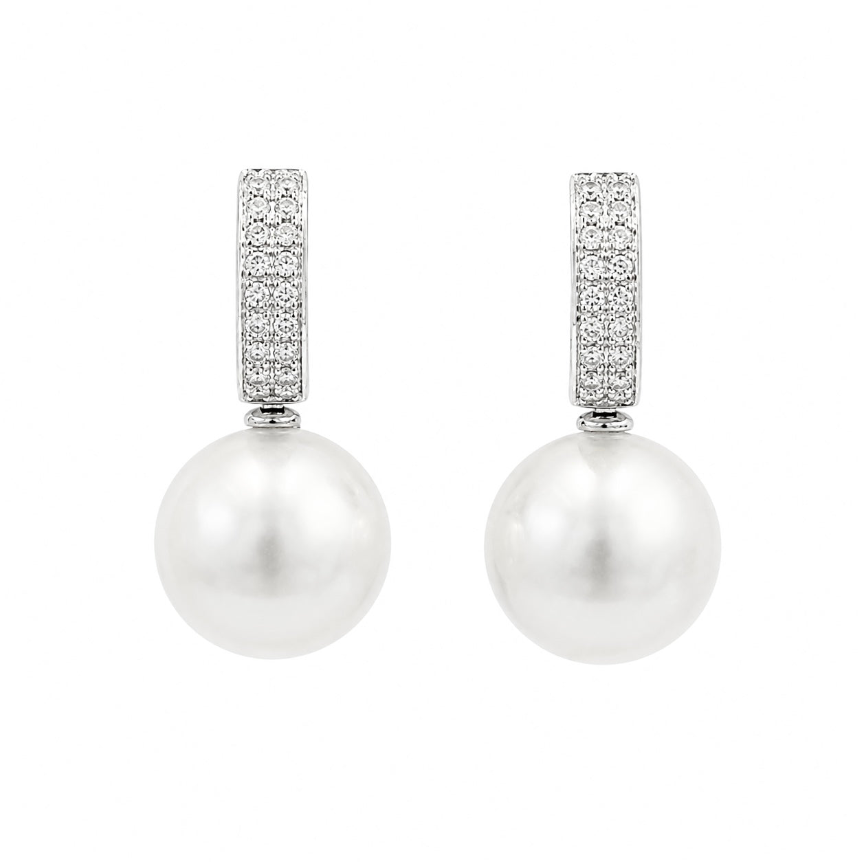 Pearl Diamond Hoop Earrings