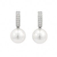 Pearl Diamond Hoop Earrings