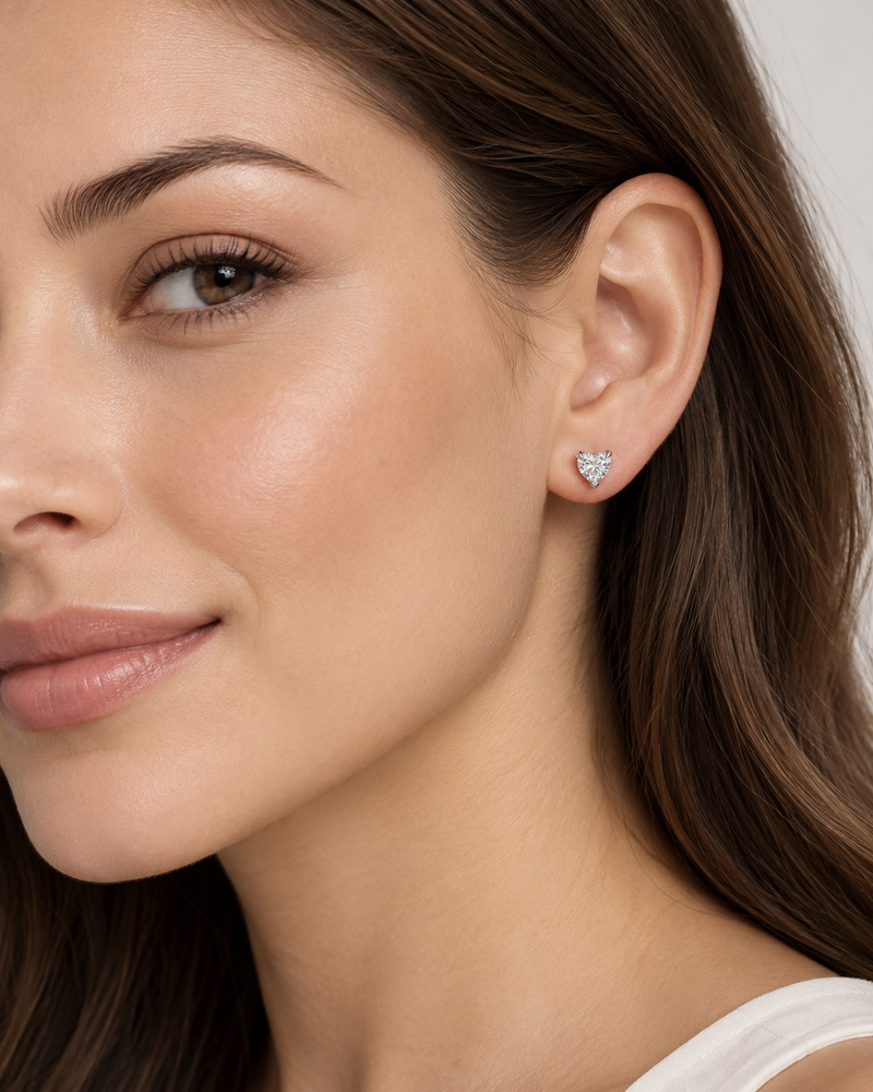 Heart Shape Diamond Studs