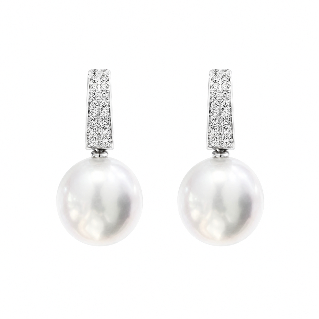 Pearl Diamond Hoop Earrings