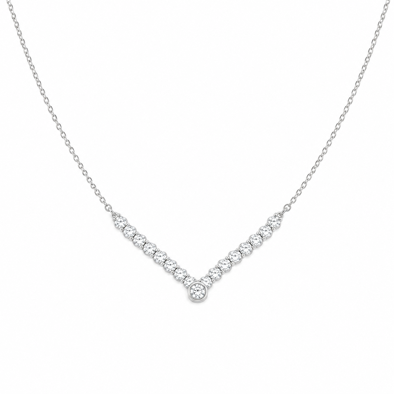 V Shape Illusion Set Diamond Necklace