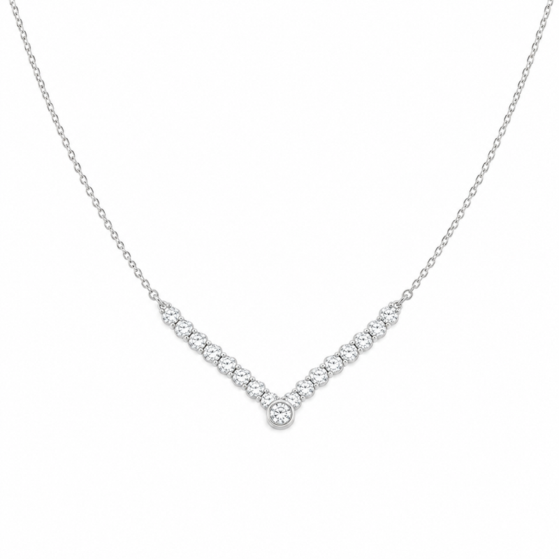 V Shape Illusion Set Diamond Necklace