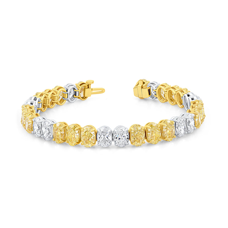 Fancy Yellow & Diamond Oval Alternating Bracelet