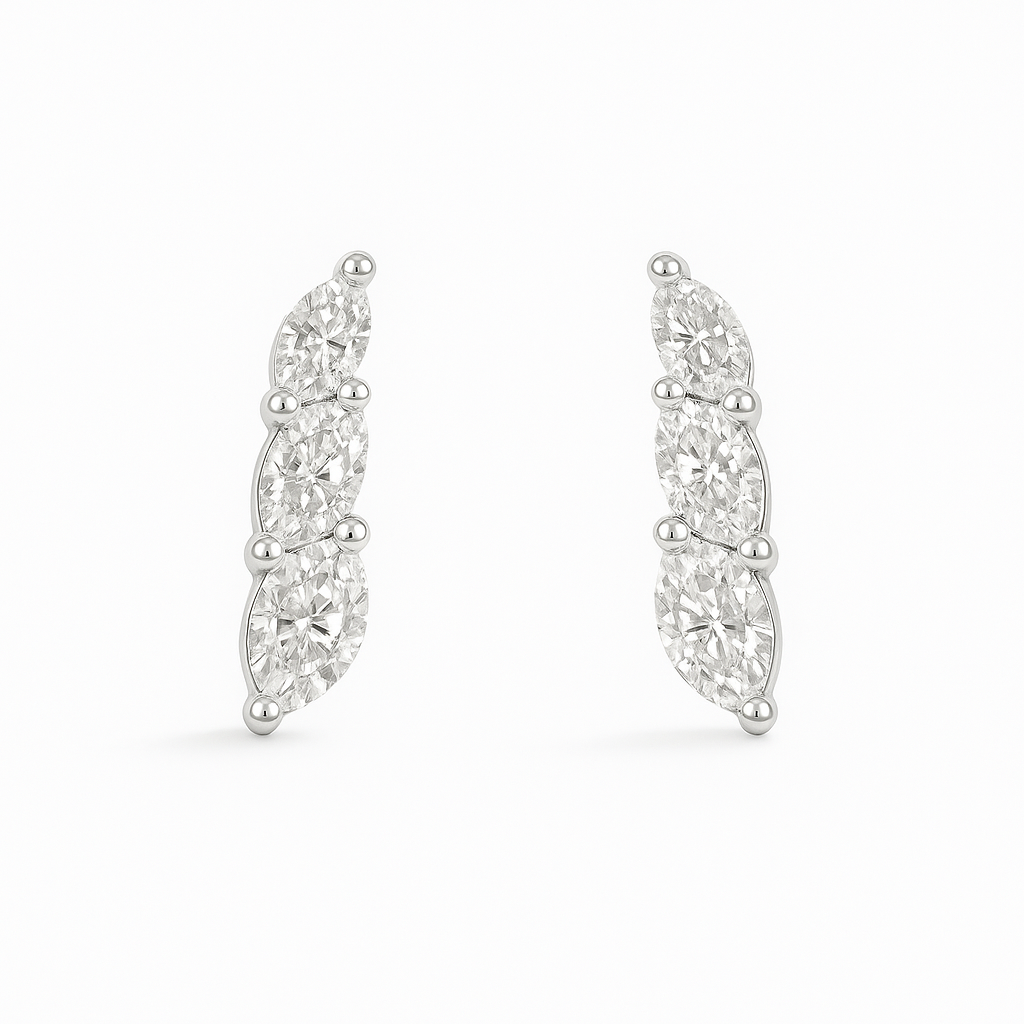 Graduating Marquise Diamond Studs