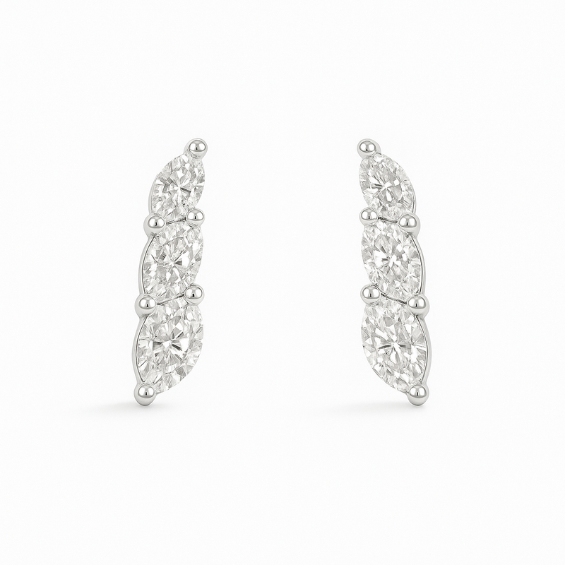 Graduating Marquise Diamond Studs
