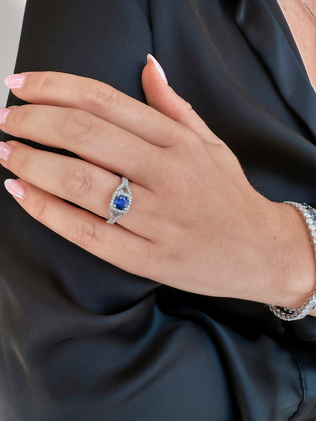 Blue Sapphire Halo Ring