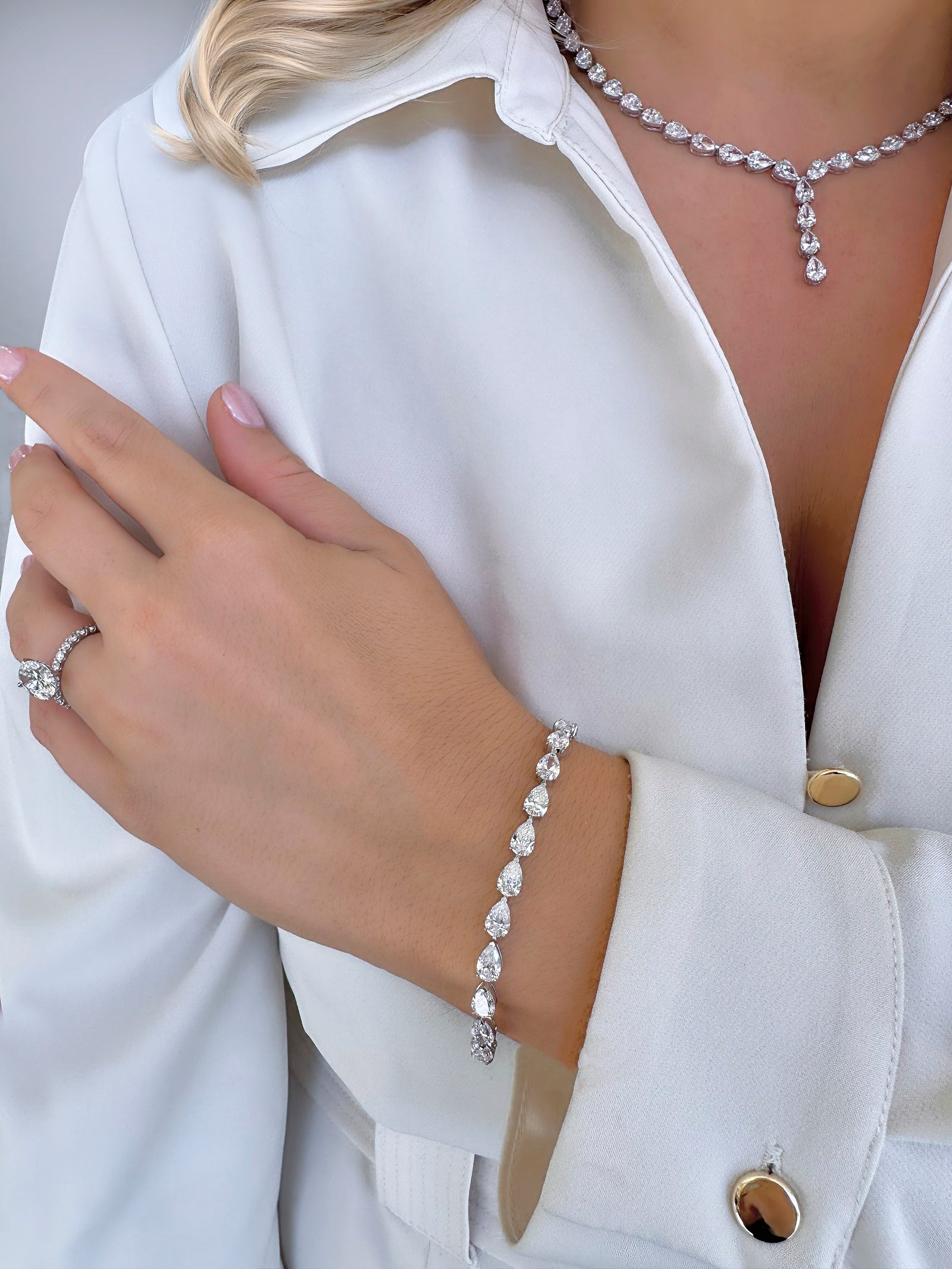 Pear Diamond Tennis Bracelet