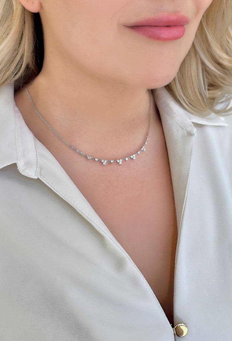 Fancy Triangle Diamond Set Necklace