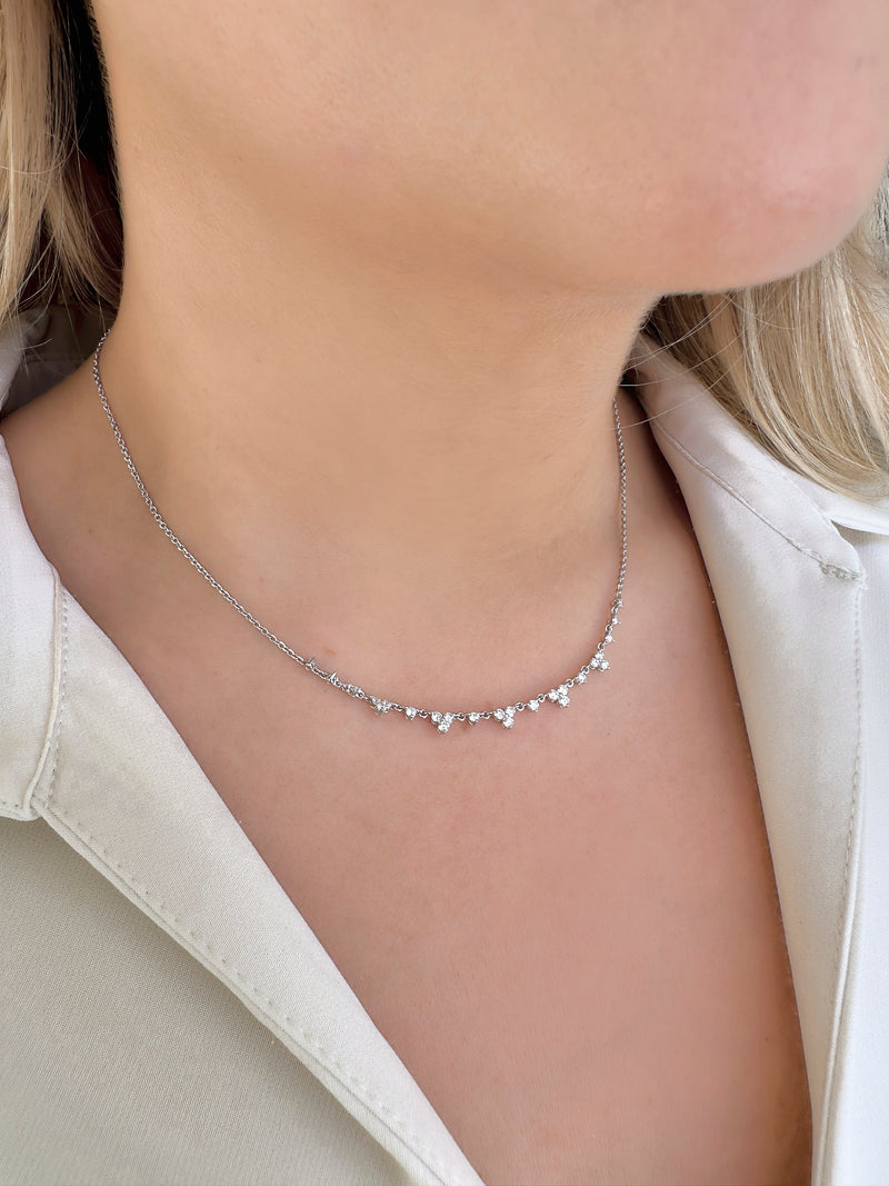 Fancy Triangle Diamond Set Necklace