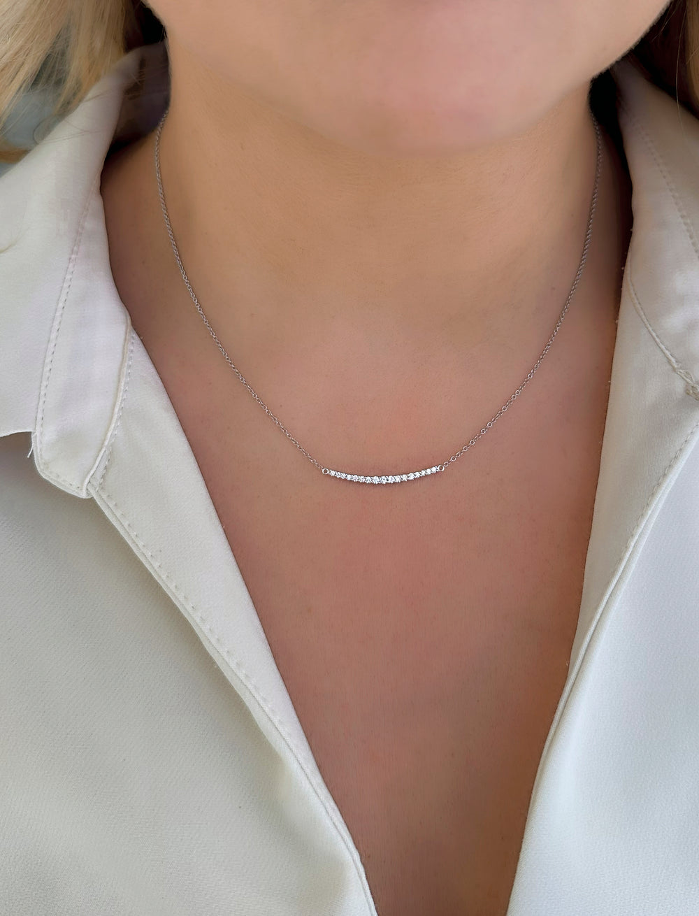 Crescent Pendant Diamond Necklace