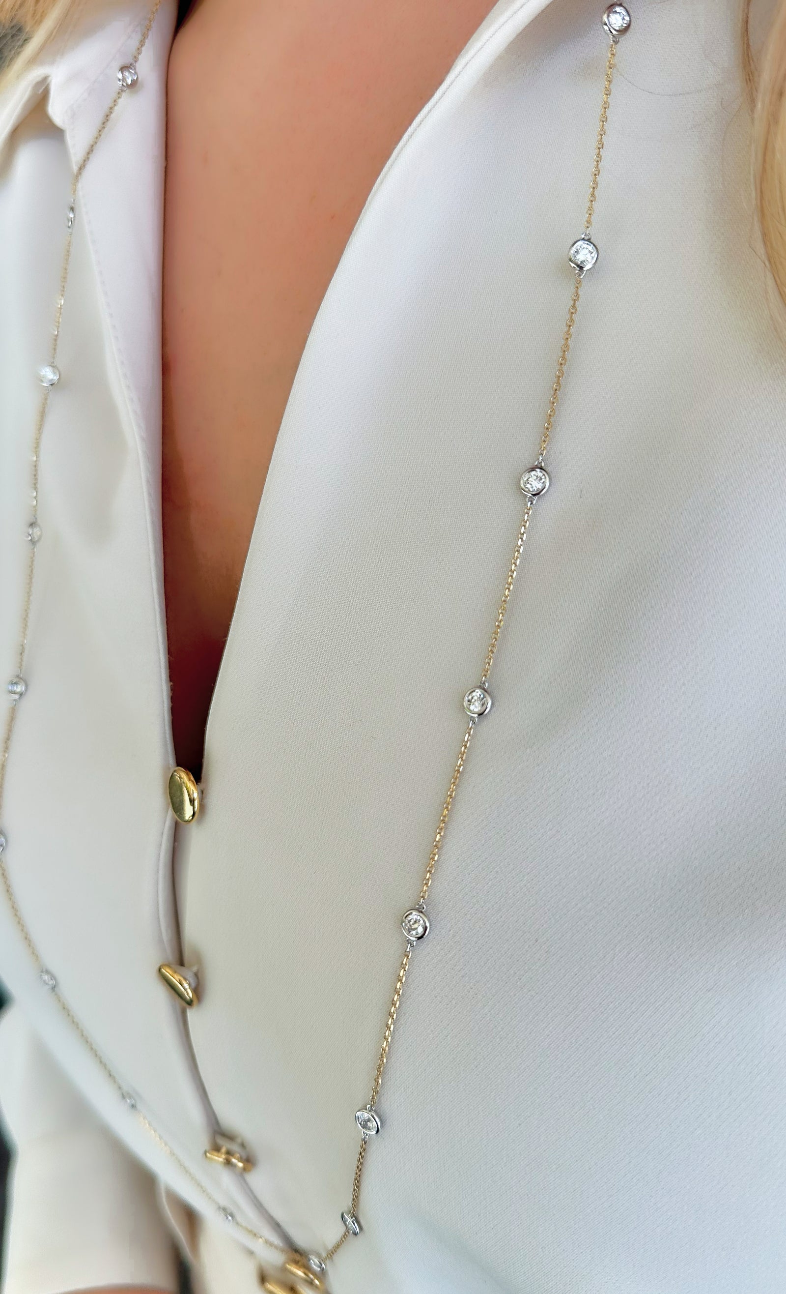 Long Bezel Set Diamond Necklace