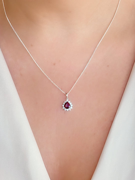 Fancy Halo Ruby Pendant