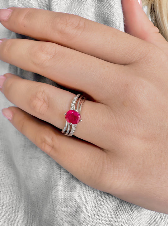 Ruby Diamond Twist Ring