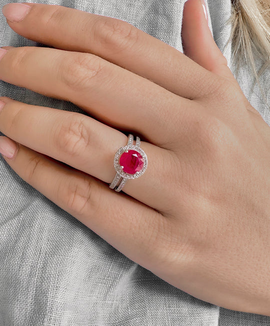 Ruby Round Halo Ring