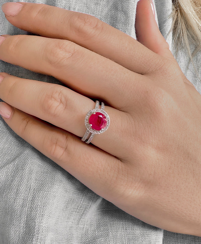 Ruby Round Halo Ring