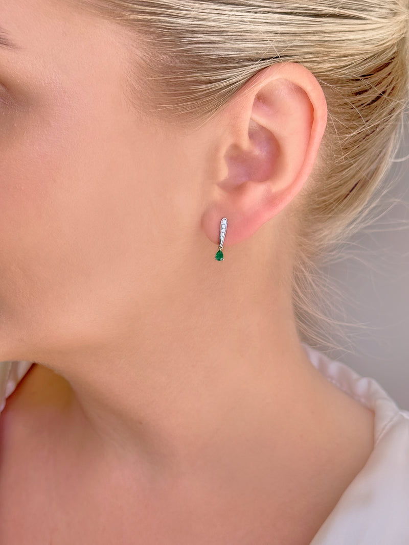 Emerald and Diamond Drop Earrings