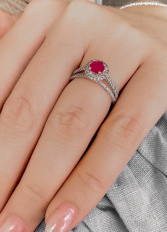 Ruby Round Halo Ring