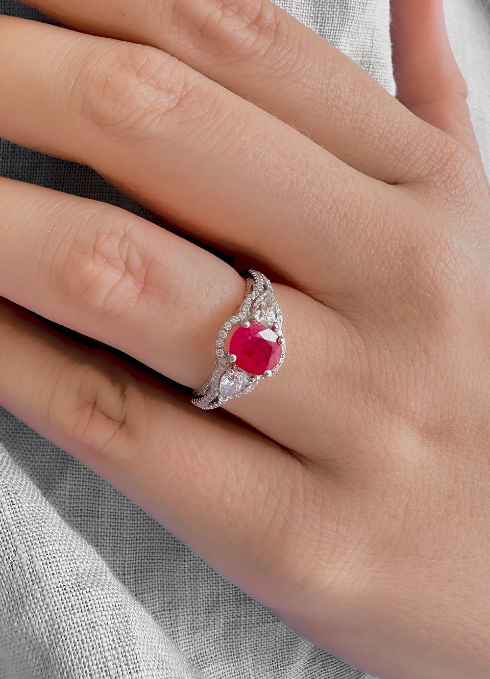 Ruby Trilogy Halo Ring