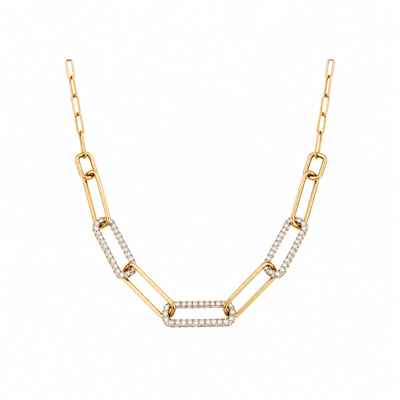 Claw Set Paperclip Diamond Necklace