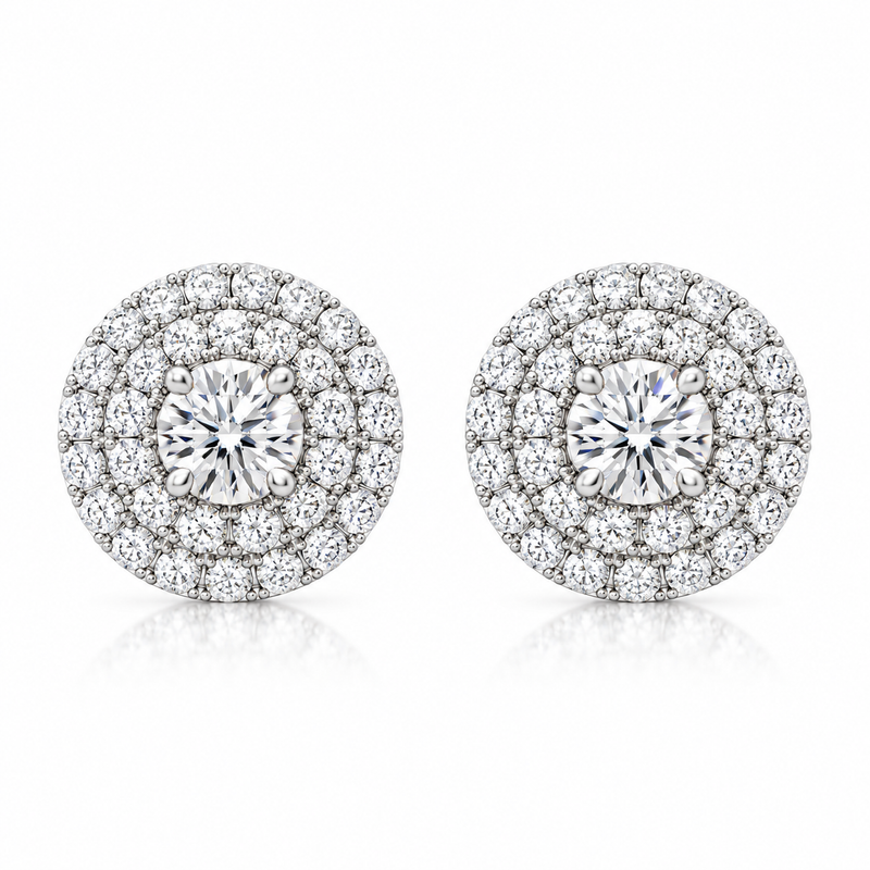 Diamond Double Halo Studs