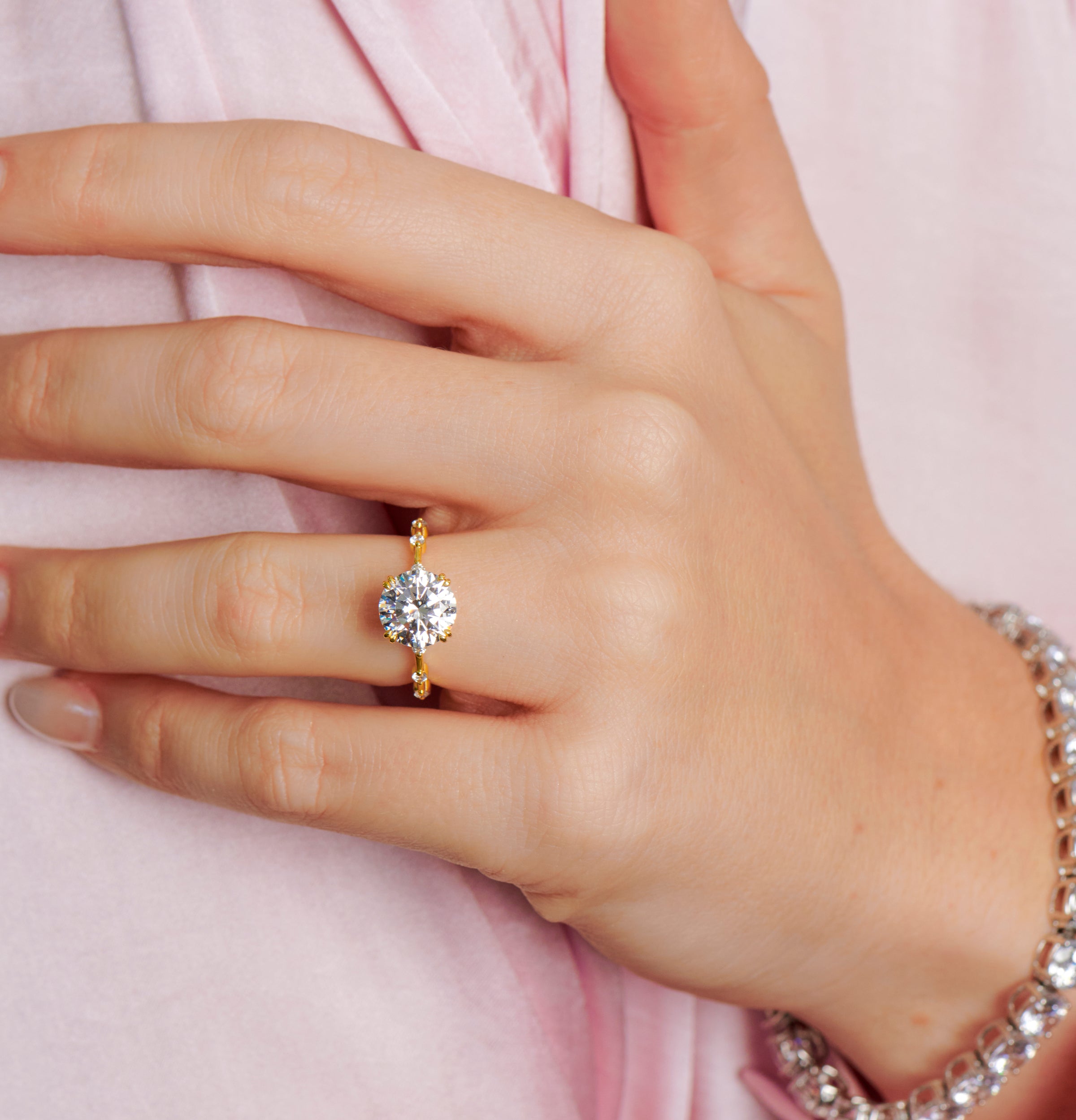 Katie - Round Brilliant Cut Diamond Engagement Ring Set in 4 Claws