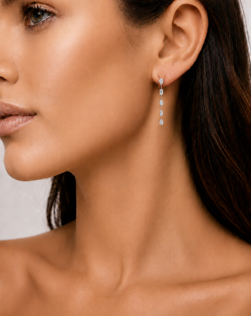 Fancy Shape Bar Drop Earrings