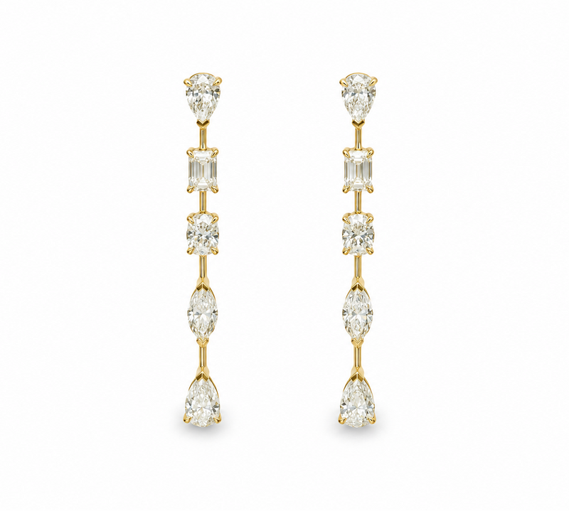 Fancy Shape Bar Drop Earrings