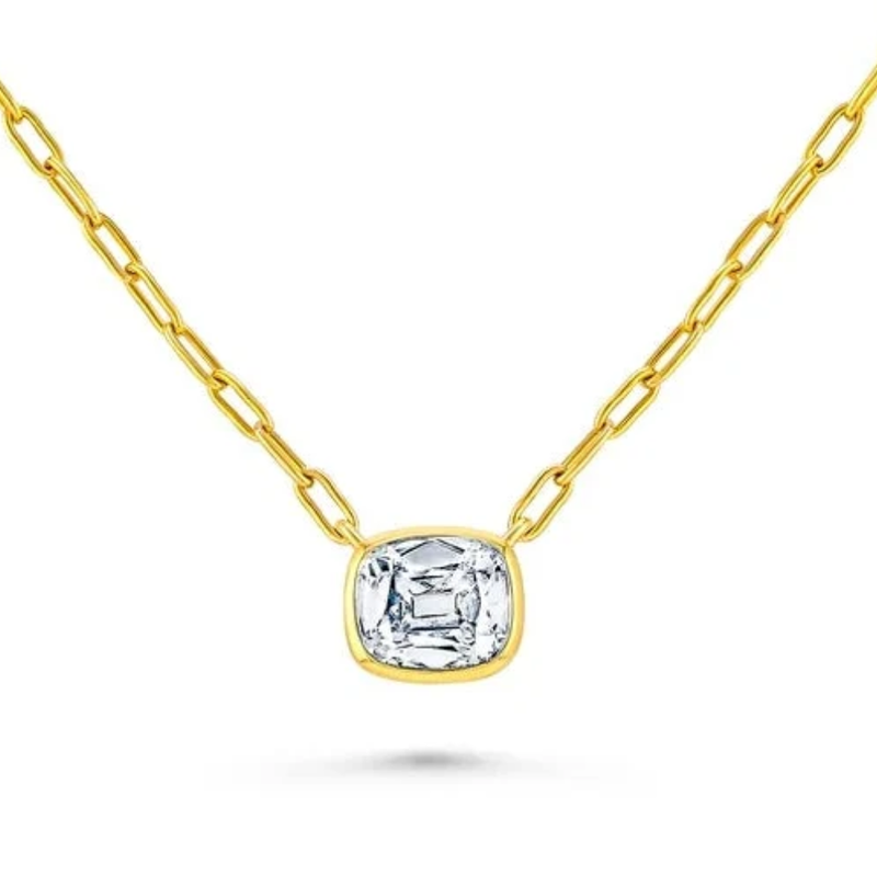 Cushion Cut Bezel Diamond Pendant