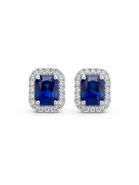 Dark Blue Sapphire & Diamond Studs