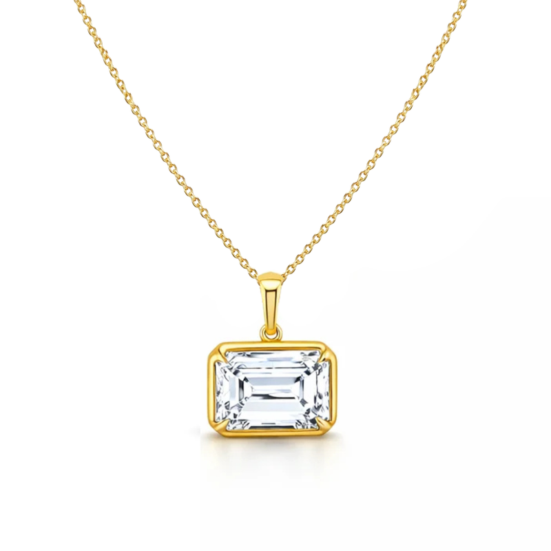 Emerald Cut Drop Diamond Pendant