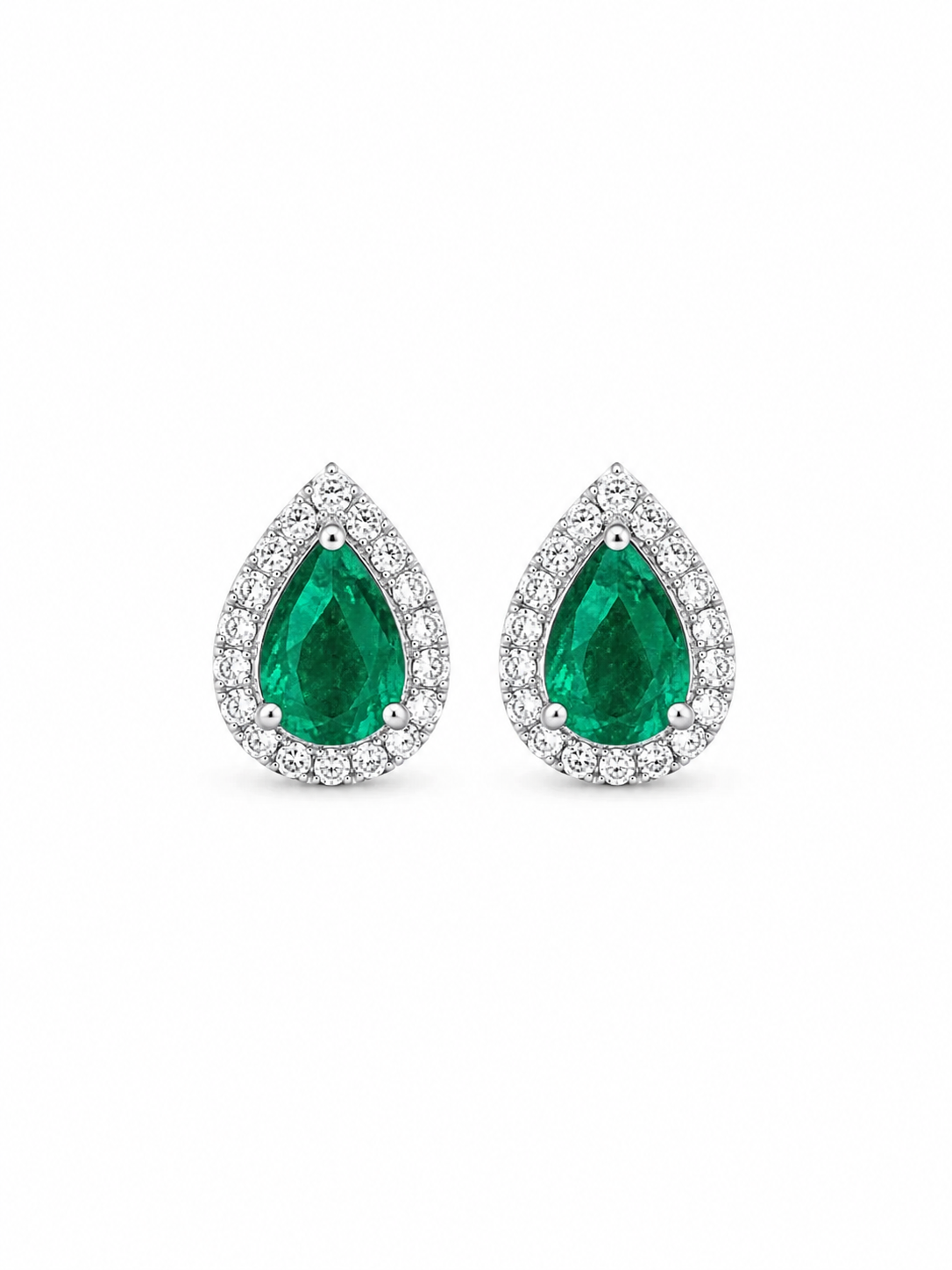 Emerald Halo Stud Earrings