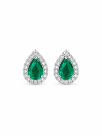 Emerald Halo Stud Earrings