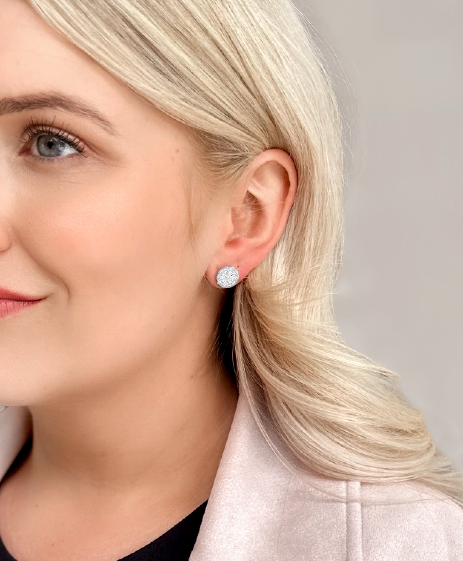 Lab Grown Diamond Round Halo Studs Earrings by Stefee – Stefee Jewels