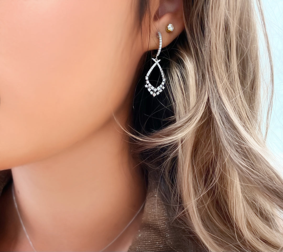 Diamond Articulated Dangle Earrings