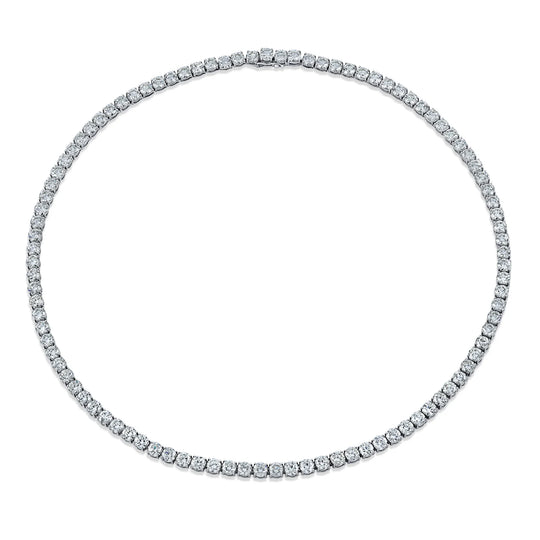 Straight Line 3.6mm Round Diamond 4-Prong Tennis Necklace