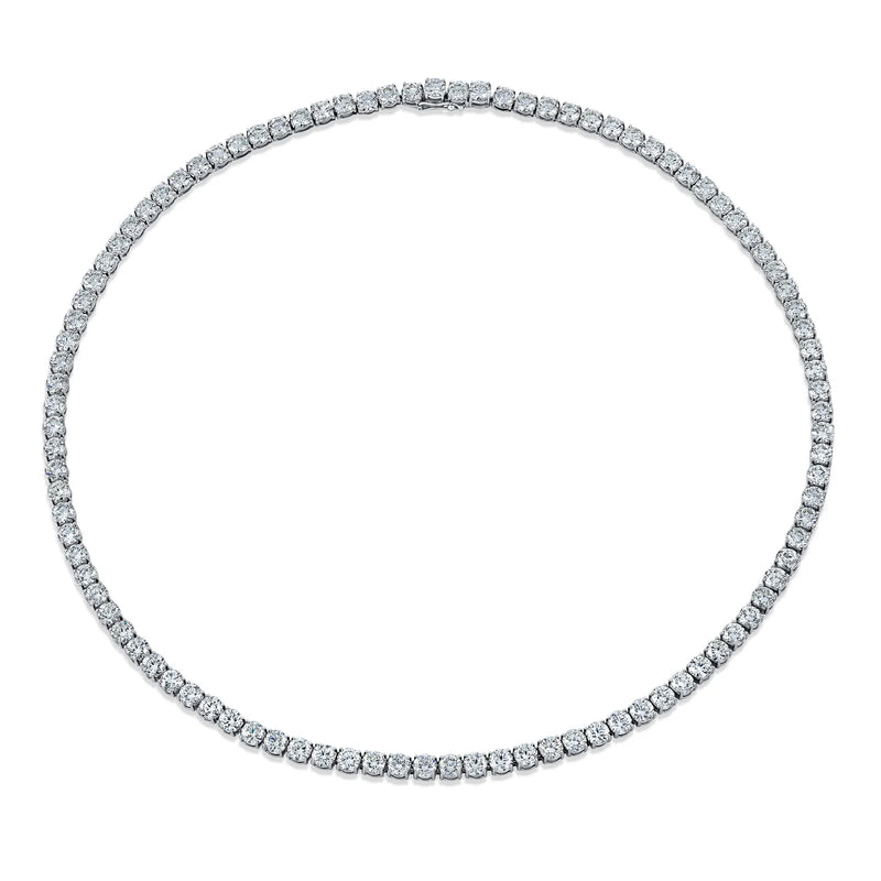 Straight Line 3.6mm Round Diamond 4-Prong Tennis Necklace