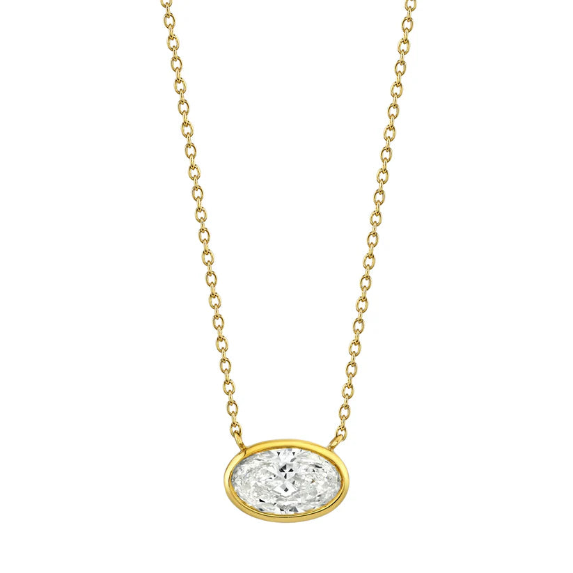 Oval Cut Bezel Diamond Pendant