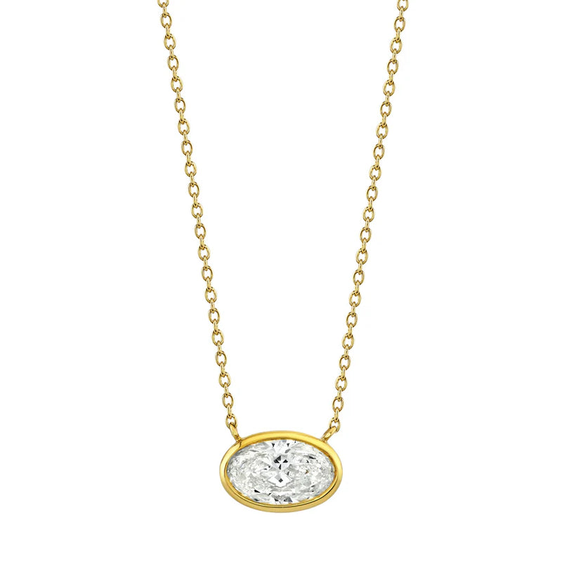 Oval Cut Bezel Diamond Pendant