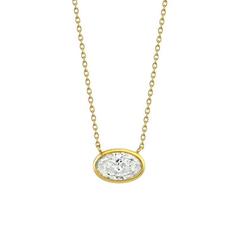 Oval Cut Bezel Diamond Pendant