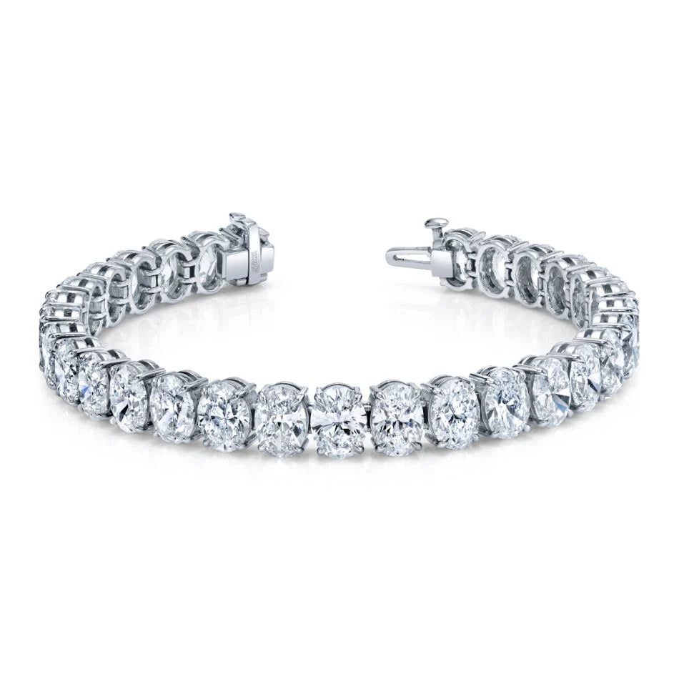 11.00 Carat Oval Straight Line Diamond Tennis Bracelet