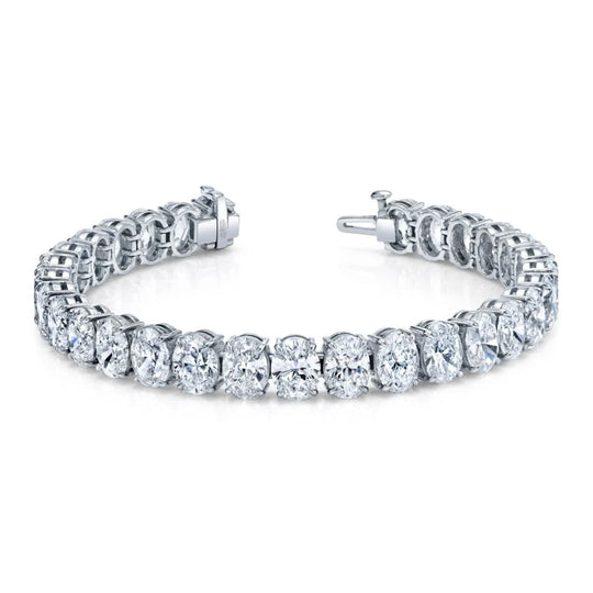 18.90 Carat Oval Straight Line Diamond Tennis Bracelet