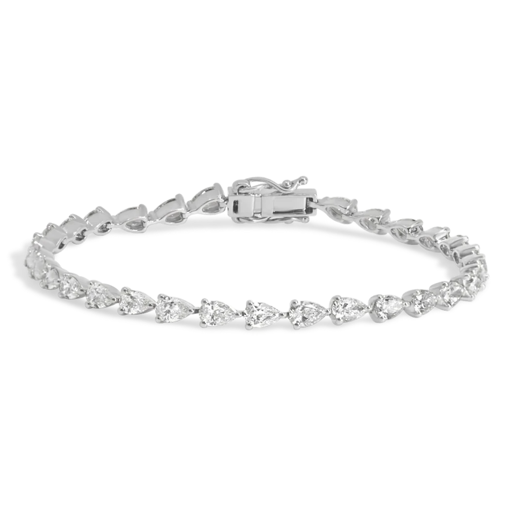 12.00 Carat Pear Cut Diamond Straight Line Tennis Bracelet
