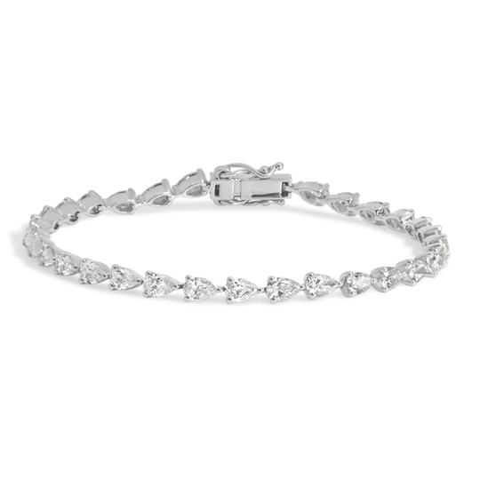 5.88 Carat Pear Cut Diamond Straight Line Tennis Bracelet