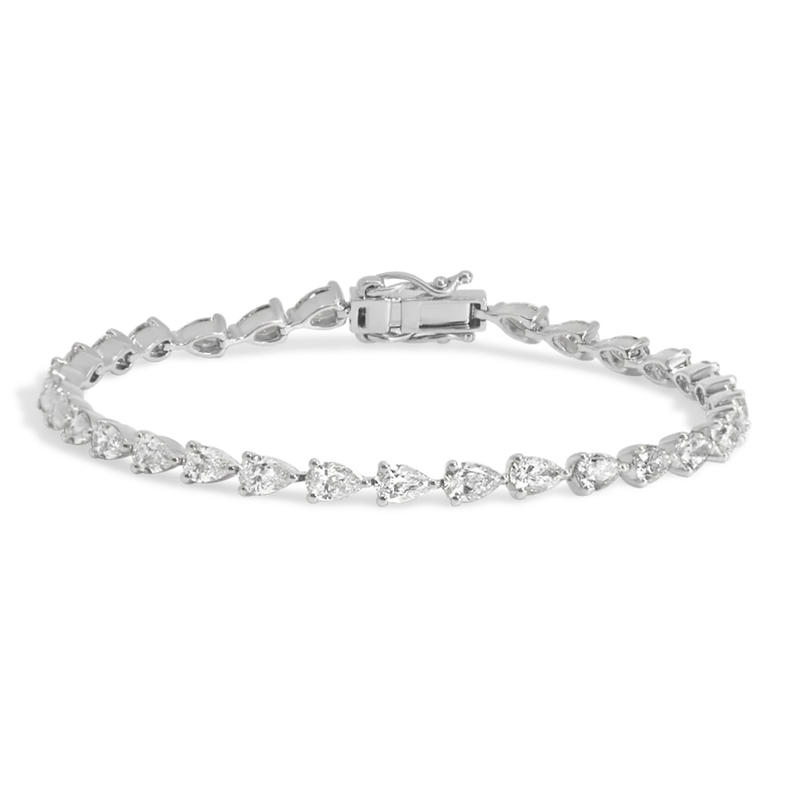 12.00 Carat Pear Cut Diamond Straight Line Tennis Bracelet
